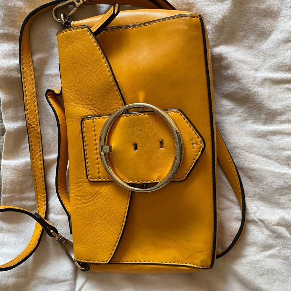 Tignanello Mustard Yellow Leather Crossbody Bag